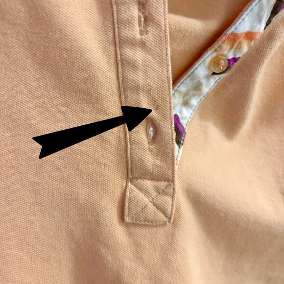 Y2K Heatherette Unicorn Polo Shirt Small Peach Orange Short Sleeve Distressed - Picture 3 of 10